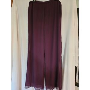 Emma Street Women Wine Color Pants 14 flyaway chiffon pant has side elastic wais